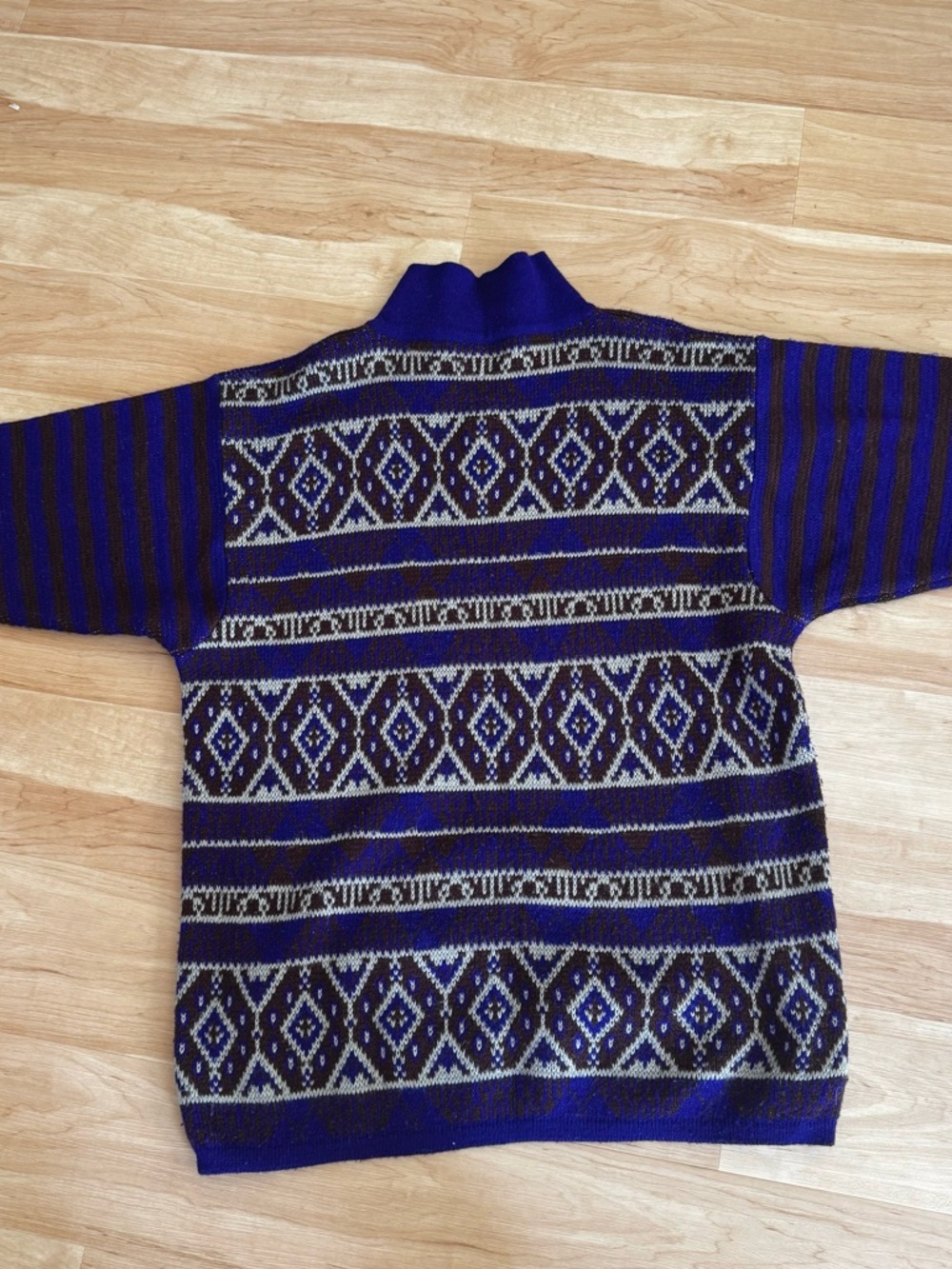 Vintage 80s Men's Fair Isle Knit 1/4 Zip Sweater Benetton XL